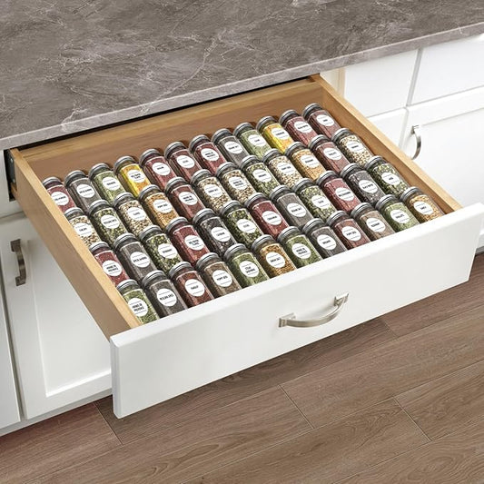 Spice Drawer Organizer,8 Pcs,Acrylic Spice Drawer Organizer,Drawer Spice Rack,Expandable From 13'' to 26'' Kitchen Spice Rack Organizers and Storage for Drawer（Gold）