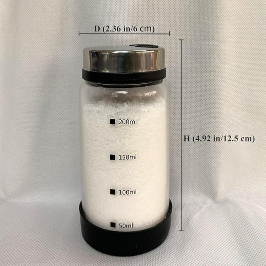 7 oz Salt and Pepper Shaker Set with 304 Stainless Cover Adjustable Outlet Holes Glass Spice Jars Dispenser Seasoning Cans for Kitchen Decor and Home Restaurant BBQ Camping Kitchen Accessories (2Pcs)