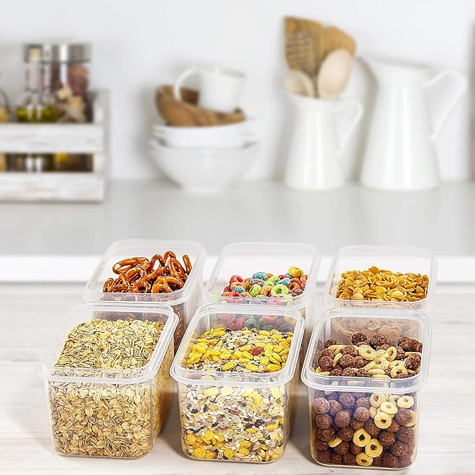 Wildone Cereal & Dry Food Storage Container Set of 16 [0.8L /3.38 Cups] for Sugar, Flour and Baking Supplies, Airtight Leak-proof & BPA Free, with 20 Labels & 1 Marker