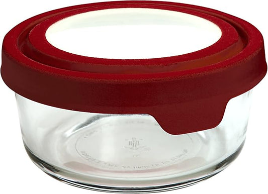 Anchor Hocking 4-Cup Round Food Storage Containers with Red TrueSeal Airtight Lids, Set of 4