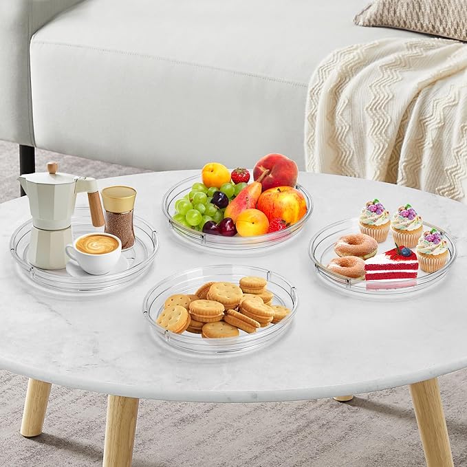 2pcs 2-Tier Lazy Susan Turntable Organizer, 9.2'' Spice Rack for Cabinet, Rotating Medicine Cabinet Organizer for Condiment, Pill Bottle, Kitchen Pantry, Countertop, Bathroom, Makeup Organizer