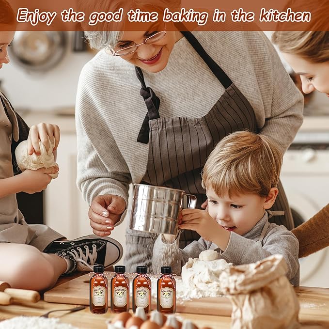 Uiifan 12 Pack Amber Glass Bottle Boston Round Bottles with Caps Brown Vanilla Extract Jars and 12 Pcs Vanilla Extract Stickers for Syrup Gift Glass Jar Food Storage Canister Set Sauce Beans(2 oz)