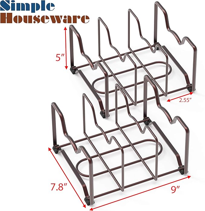 Simple Houseware Kitchen Cabinet Pantry and Bakeware Organizer Rack Holder, Bronze - 2 Pack