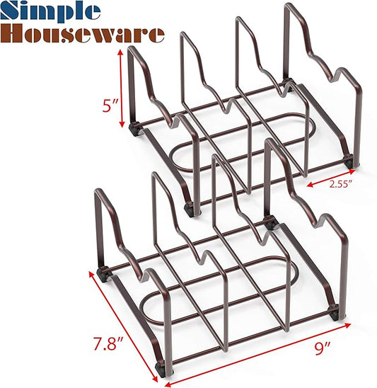 Simple Houseware Kitchen Cabinet Pantry and Bakeware Organizer Rack Holder, Bronze - 2 Pack