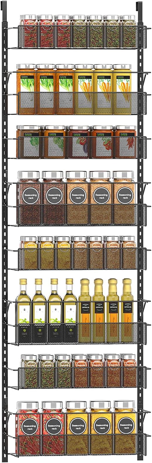 Coonoor 8 Tier Over The Door Pantry Organizer,Adjustable Baskets Closet Organizer Hanging Rack Spice Space Saver,Black