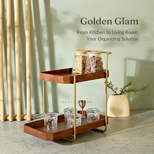®️ Handcrafted Premium Homeydo Organizer | Wooden Spice Rack | 2-Tier Kitchen Countertop | Cabinet Storage Shelf | Home Décor Display in Wood (18.0x10.6x18.1 Inch)