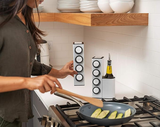 Prepdeck Chef Caddy Spice Rack - Seasoning & Oil Organizer - Spice Labels & Blank Labels, Kitchen Counter Organization and Storage (Base)