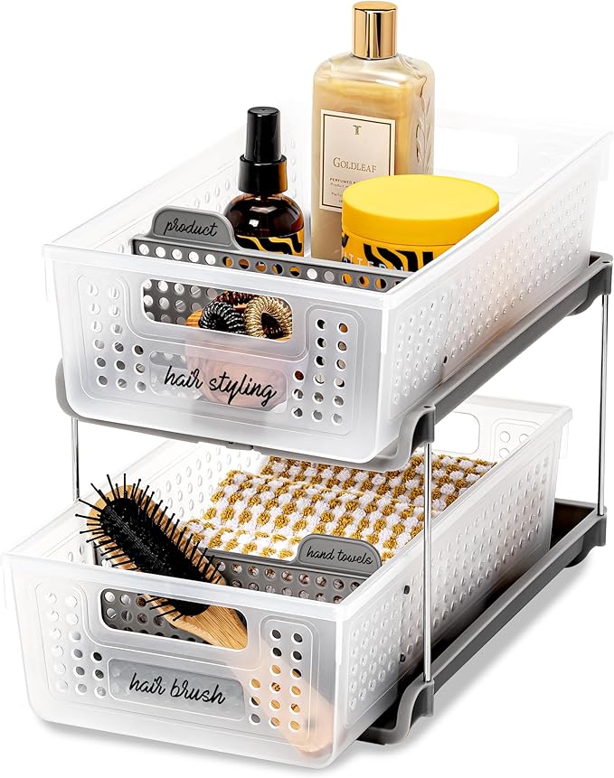 madesmart Antimicrobial 2 Tier Organizer, Pack of 1, Frost
