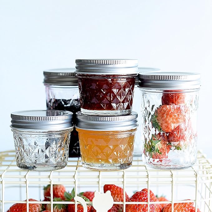 4 oz/120 ml Clear Glass Storage Canister with Airtight Lid, 12 Pack Small Cute Decorative Mason Container Jar for Salad, Overnight Oats, Snacks, Yogurt, Cereal, Fruit, Spice, Sugar, Coffee