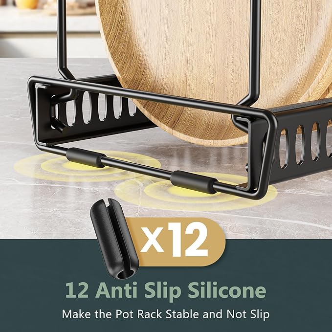 Expandable Pot and Pan Organizer, 2 Tier 3-Pack Kitchen Organizer Under Cabinet Storage Pot Lid Rack Holder with 14 Adjustable Dividers for Frying Pan,Cookware,Baking Sheet