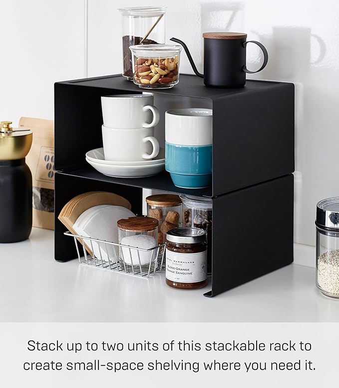 Yamazaki Home Tower Stackable Kitchen Rack – Storage Organizer Counter Shelf Large