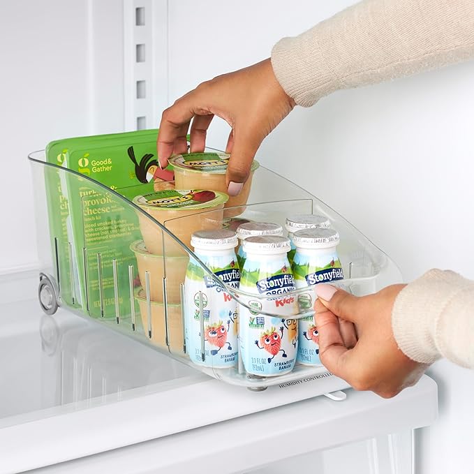 YouCopia RollOut Fridge Drawer 6", BPA-Free Clear Rolling Refrigerator Organizer Bin with Adjustable Dividers and Handles for Produce, Food, Meal and Snack Storage