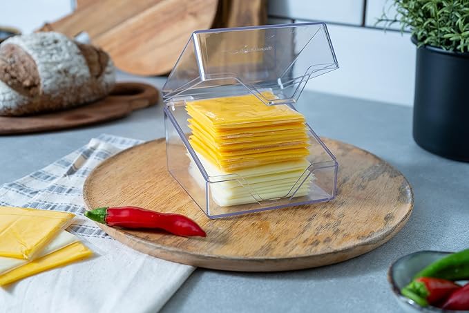American Sliced Cheese Holder | Airtight Storage Container for Fridge | Hinged Lid | Dishwasher Safe | Holds 24 Slices | Made in USA