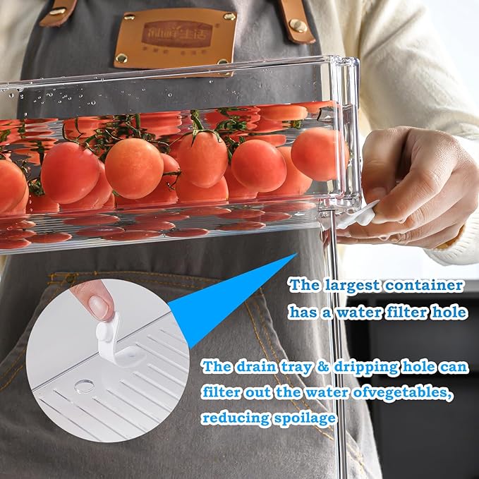 14-Pack Fridge Organizer – Stackable Refrigerator Storage Bins with Lids – BPA-Free Clear Fruit Storage Containers for Vegetables, Food & Drinks
