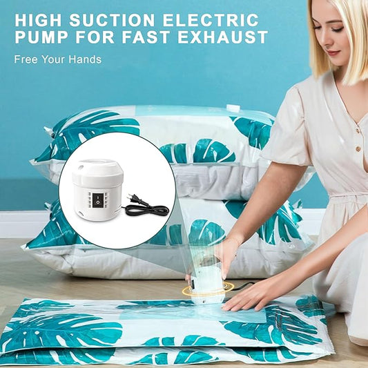 15 Pack Vacuum Storage Bags for Clothing Travel with High Pressure Electric Pump, 3 Sizes Large/Medium/Small Space Saver Bag Vacuum Sealed for Luggage Blankets, Vacuum Seal Bag for Bedding Comforters