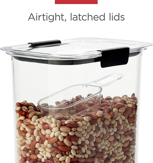 Rubbermaid Brilliance BPA-Free Food Storage Containers with Lids, Airtight, Kitchen and Pantry Organization Set, Includes 3 Containers and Scoops, Clear, 16 cups