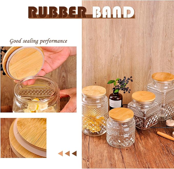 WHJY Glass Storage Container with Lid, Airtight Glass Jars, Farmhouse Tea Canister, Dog Treat Jar for Pet, Glass Candy Cookies Coffee Canister Jar Bath Salt Container - Square 67 oz