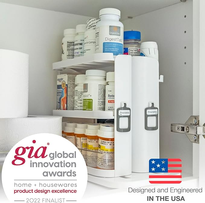 Cabinet Caddy SNAP! Spice Rack Organizer for Cabinet - Slide & Rotate Seasoning Organizer - 3 Snap-In Adjustable Shelves for 5 Tier of Storage - Magnetic Modular Design - 8.9”H x 6.1”W x 10.8”D