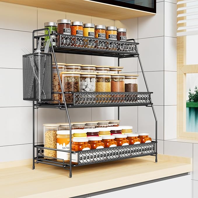 Spice Rack Organizer for Cabinet, Bathroom Organizer Countertop, Bathroom Counter Organizer Kitchen Countertop Organizer Bathroom Vanity Organizer