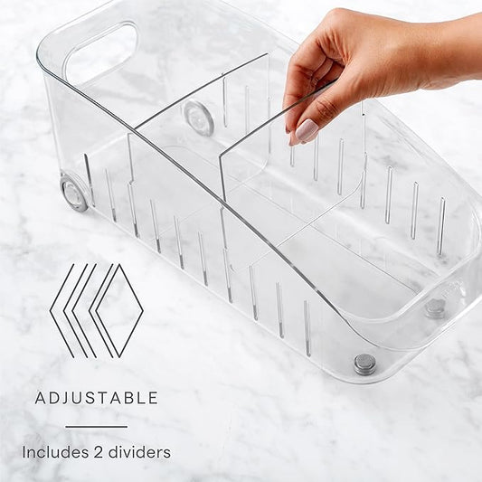 YouCopia RollOut Fridge Drawer 6", BPA-Free Clear Rolling Refrigerator Organizer Bin with Adjustable Dividers and Handles for Produce, Food, Meal and Snack Storage