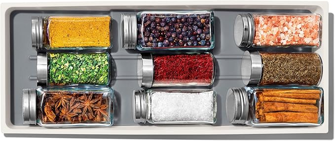 OXO Good Grips Kitchen, Compact Spice Drawer Organizer, White (Pack of 4)