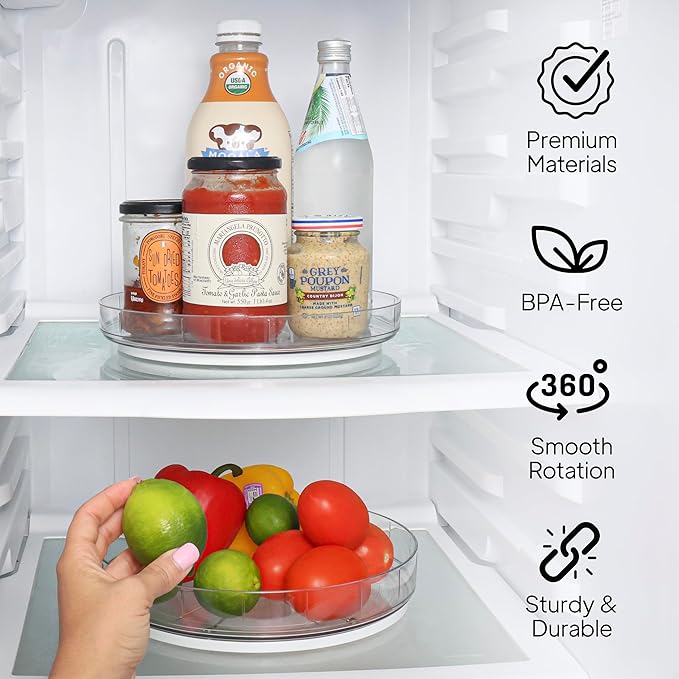 NOSTALGIQ 4-Pack Lazy Susan Organizer | Rotating Pantry Organizers and Storage | Clear Lazy Susan for Table Top, Cabinet Organizer, Perfume Organizer, Spice Rack Organizer (9", 10", 11", 12")