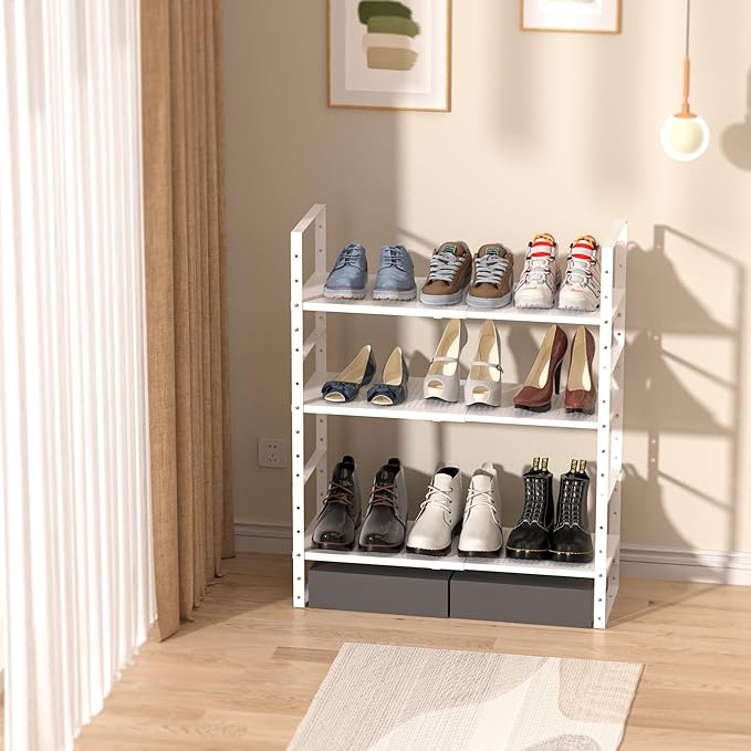 Cabinet Organizer Shelf,Expandable Adjustable Stackable Kitchen Organizer,Metal Shelf risers for cabinets, Kitchens and desks(3Packs/White/Medium)