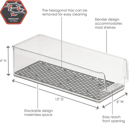 Spectrum Hexa in-Fridge Large Refrigerator Organizer Bin for Storage and Organization of Fruit Vegetables Produce and More, 15 x 6 x 4.25