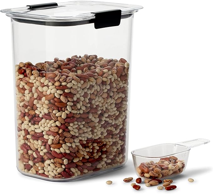 Rubbermaid Brilliance BPA-Free Food Storage Containers with Lids, Airtight, Kitchen and Pantry Organization Set, Includes 3 Containers and Scoops, Clear, 16 cups