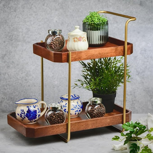 ®️ Handcrafted Premium Homeydo Organizer | Wooden Spice Rack | 2-Tier Kitchen Countertop | Cabinet Storage Shelf | Home Décor Display in Wood (18.0x10.6x18.1 Inch)