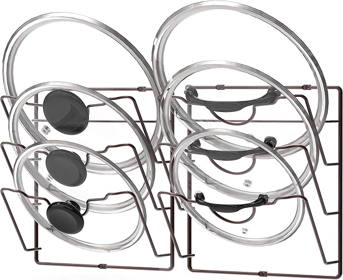 Simple Houseware Cabinet Door/Wall Mount Pot Lid Organizer Rack, Bronze - 2 Pack