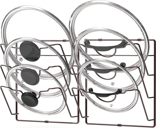 Simple Houseware Cabinet Door/Wall Mount Pot Lid Organizer Rack, Bronze - 2 Pack