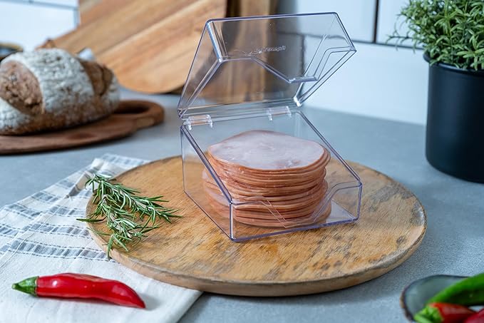 Mini Deli Keeper | Food Storage Container with Hinged Lid | Small Cold Cuts and Cheese Organizer for Refrigerator | Dishwasher Safe | Made in USA