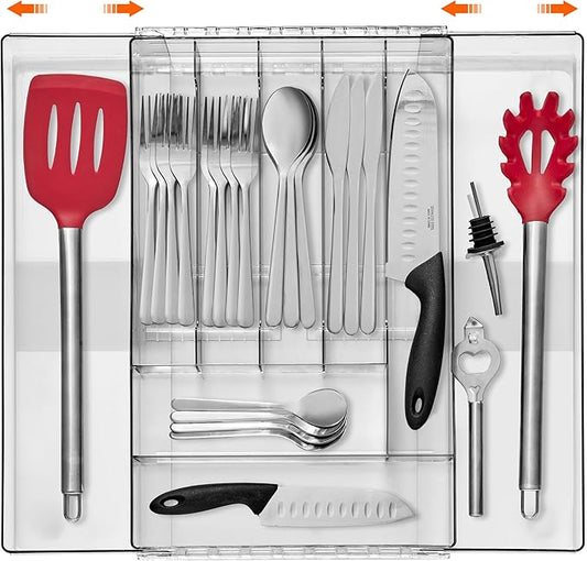 Sorbus Silverware Organizer – Expandable Kitchen Drawer Organizer, Adjustable Utensil Organizer, Cutlery Tray for Forks, Knives, Spoons – Multipurpose Flatware and Kitchen Storage Solution