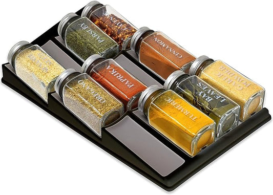 Spice Drawer Organizer | 3 Tier Kitchen Spice Rack Organizer for Drawer | Non-Skid storage Tray