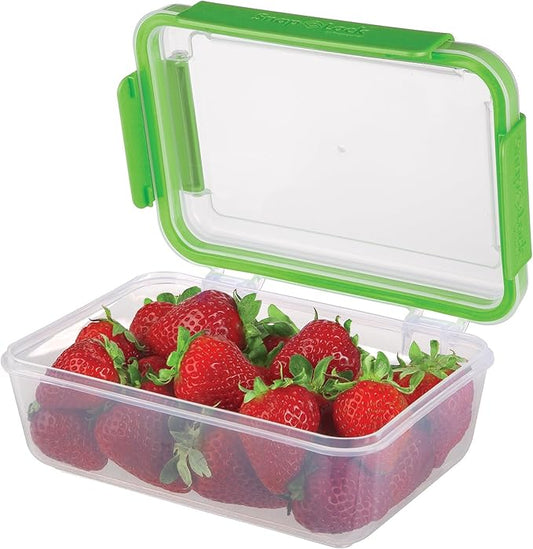 4-Cup Storage Container - Green, SNL-1008G Easy-To-Open, Leak-Proof Silicone Seal, Snap-Off Lid, Stackable, BPA FREE