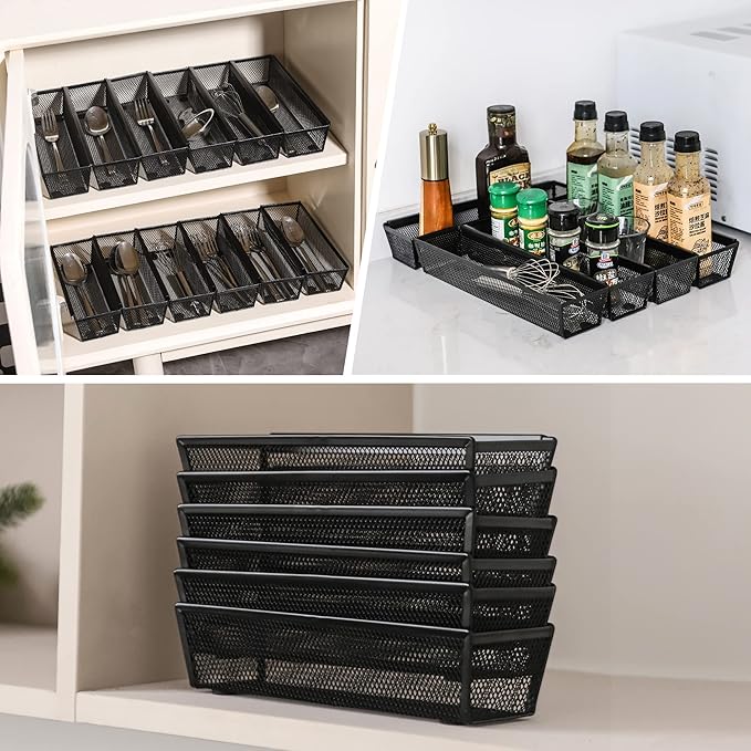 Faridabio Drawer Organizer, Silverware Organizer for Kitchen Cutlery Tray Utensil holder with Interlocking Mesh Metal Flatware Storage (1 pcs)