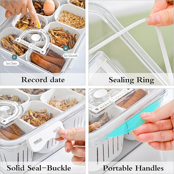 MANO Divided Snackle Box Charcuterie Container with 3 Compartment Sectioned Serving Tray for Cheese Veggie Fruit Berry Salad Refrigerator Fridge Storage(1 Pack)