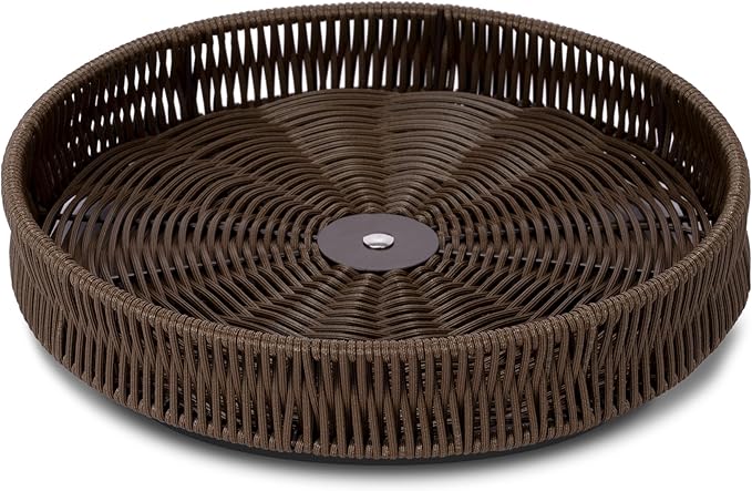 GRANNY SAYS 10 Inch Lazy Susan Organizer, Lazy Susan for Table Top, Small Wicker Turntable Spice Rack for Kitchen, Lazy Susan Spice Rack Organizer, Kitchen Essentials, Bathroom Cabinet Organizer