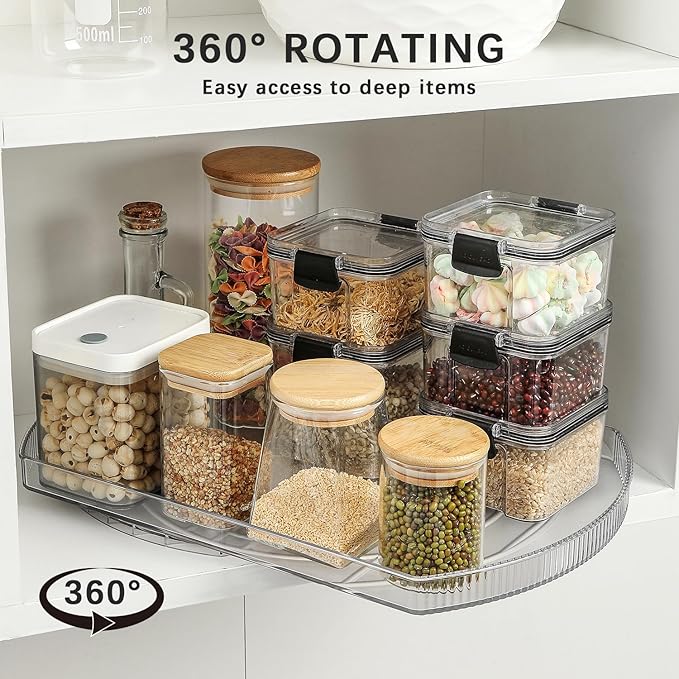 Lazy Susan Turntable Organizer for Large Refrigerator, 360° Rotate Fridge Organizers and Storage, 16.54 Inches Rectangle Lazy Susan Organizer for Fridge, Cabinet, Pantry