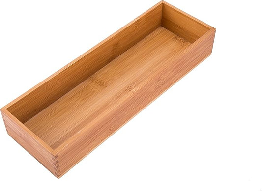 Bamboo Kitchen Seasoning Box Tableware Knife Fork Organizer Box Drawer Oragnizer Sorting Box, Bamboo 12"*4"