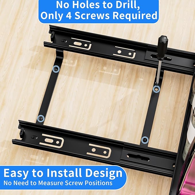 Metal Black Pull Out Spice Rack Organizer, Heavy Duty-Slide Out, Vertical Spice Rack for Kitchen Cabinet and Pantry (12.6''Wx10.5''Dx2.8''H)