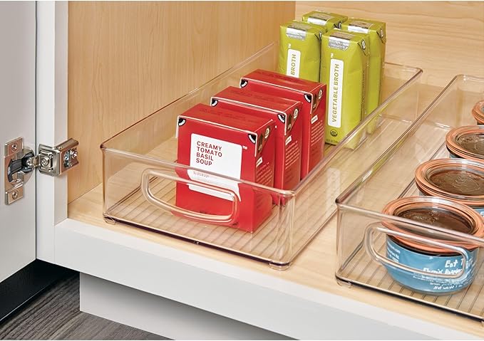 iDesign Stackable Plastic Pantry Bins with Handles - Storage Bins for Organizing Kitchen - Set of 4 - Clear