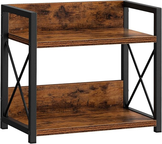 Giikin 2 Tier Kitchen Spice Rack Organizer for Countertop, Wood Coffee Counter Shelf Organizer for Home (Rustic Brown)