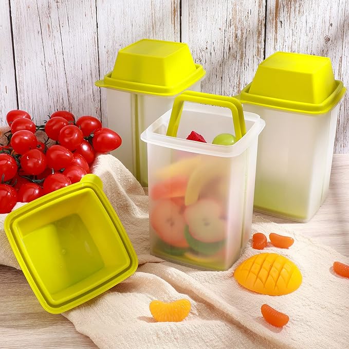 Chengu 3 Pieces Jalapeno Pickle Containers with Strainers Square Dispensers Free Storage of Condiment Food Pickle Holder with Easy to Open Lid Design for Pickled Kitchen Tools(Green)