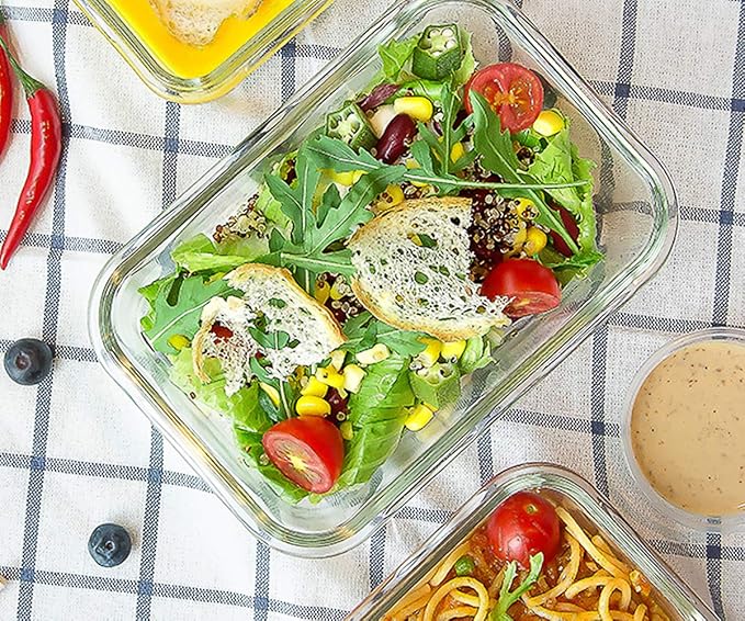 [8-Pack,30 oz]Glass Meal Prep Containers,MCIRCO Glass Food Storage Containers,Airtight Glass lunch Containers with Lids, Microwave, Oven, Freezer and Dishwasher, Green