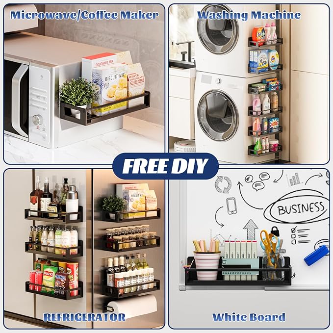 ADBIU 7 Pack Magnetic Spice Rack Organizer Storage for Refrigerator and Oven, Fridge Organizers and Shelf
