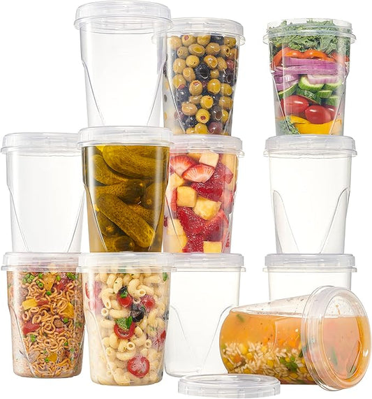 PLASTICPRO 12 Pack Twist Cap Food Storage Containers with Clear Screw on Lid- 32 oz Reusable Meal Prep Containers - Freezer and Microwave Safe Clear Plastic Food Storage