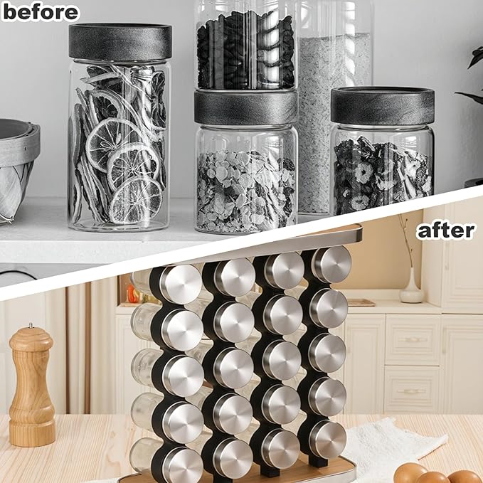 Spice Rack Organizer And Storage - Countertop Vertical Spice Rack With Jars - Especieros Para Cocina Moderno