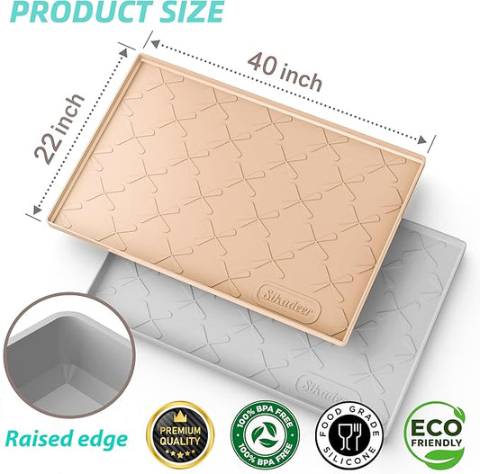 SIKADEER Waterproof Under Sink Mat 40" x 22", Silicone Mat Kitchen Cabinet Liner and Drawer Shelf, Sink Protector for Kitchen Organizers and Storage, Flexible Sink Drip Tray